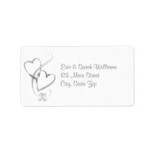 Silver Hearts Wedding Address Labels