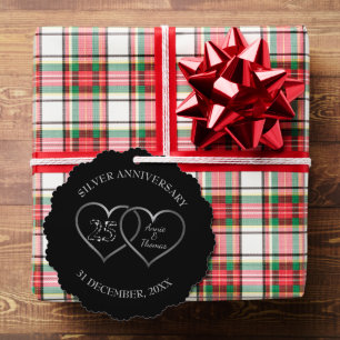 Silver Hearts Wedding Anniversary  Tree Decoration Card