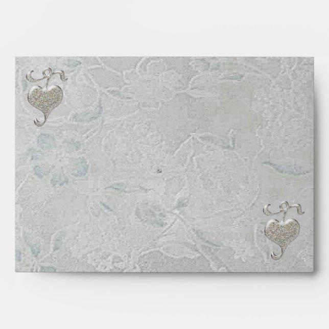 Silver Hearts Wedding Envelope (Front)