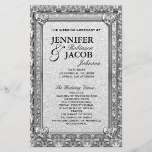 Silver Hearts Wedding Program