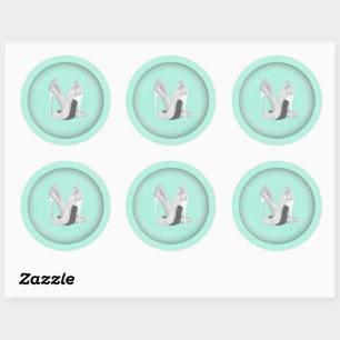 Silver Heels on Mint Classic Round Sticker