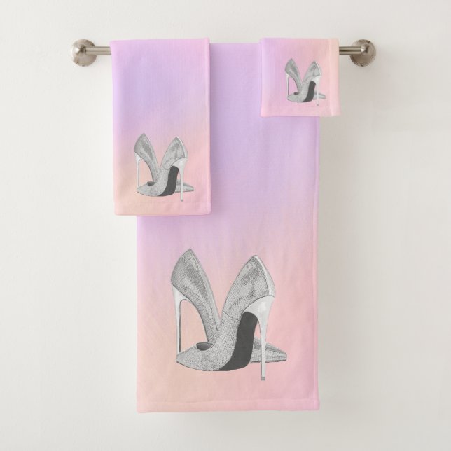 Silver Heels Pastels Bath Towel Set (Insitu)