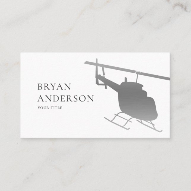 Silver Helicopter Business Card (Front)
