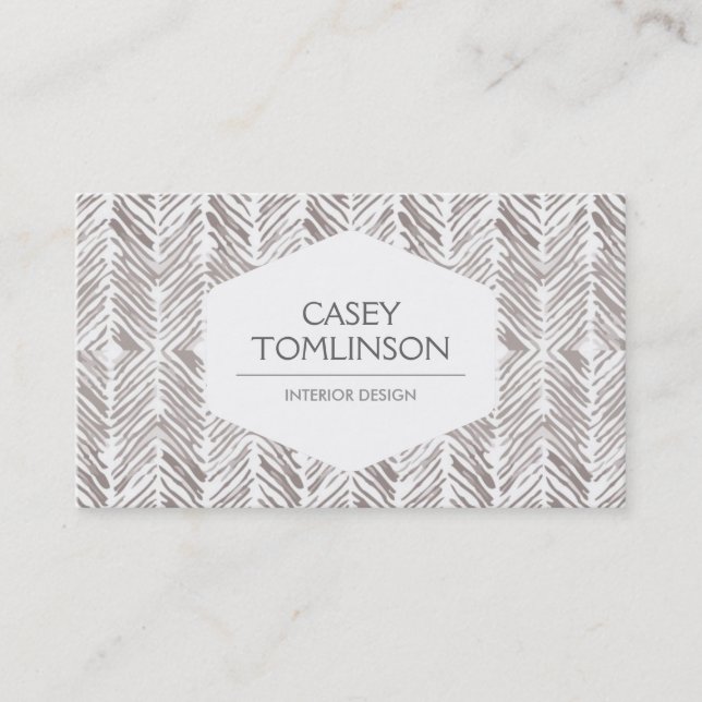 SILVER HERRINGBONE WATERCOLOR ARTWORK BUSINESS CARD (Front)
