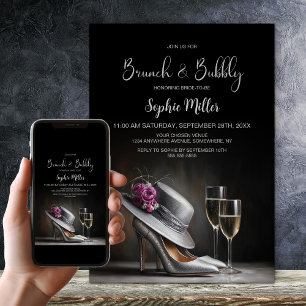 Silver High Heel Shoes Brunch and Bubbly Invitation