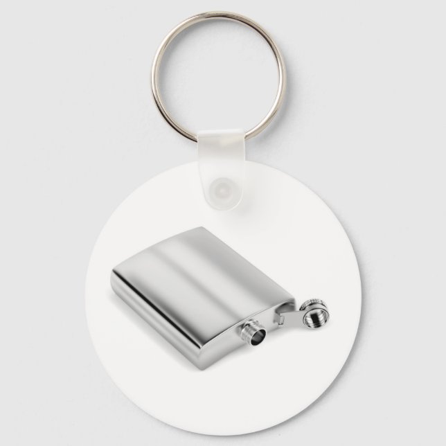 Silver hip flask key ring (Front)
