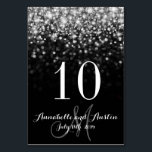 Silver Hollywood Glitz Glam Wedding Table Card<br><div class="desc">This dazzling wedding table number card is sure to wow your guests. Features bright silver sparkling light orbs that fade to a subtle black background. Perfect for an elegant,  classy wedding or event.</div>