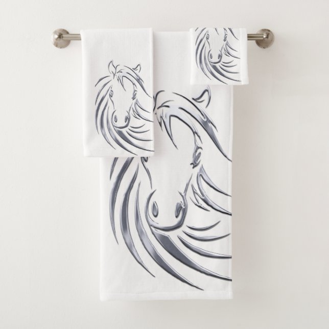 Silver Horse Head Bath Towel Set (Insitu)