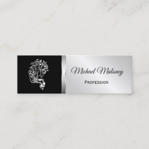 Silver Horse On Black Background Mini Business Card
