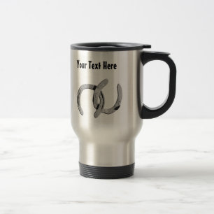 Silver Horse Shoes Customisable Travel Coffee Mug