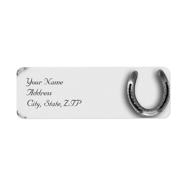 Silver Horseshoe on White Return Address Label (Front)