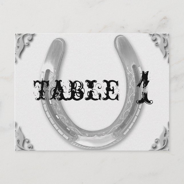 Silver Horseshoe on White Wedding Table Number Postcard (Front)