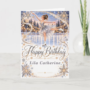 Silver Ice Skating Birthday  Card