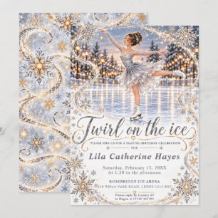 Silver Ice Skating Birthday Invitation