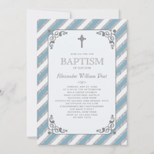 Silver Impression Blue Religious Invitation