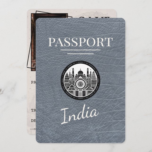 Silver India Passport Save The Date (Front/Back)
