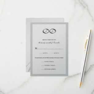 Silver Infinity Hand Clasp Couple Monogram Wedding RSVP Card