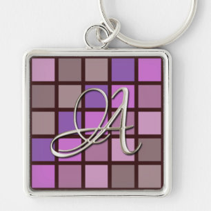 Silver Initial Colour Block Keychain
