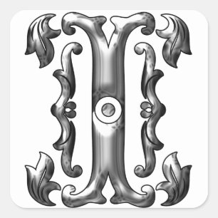 Silver Initial I Capital Letter Sticker