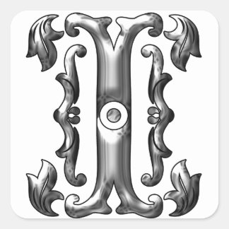 Silver Initial I Capital Letter Sticker