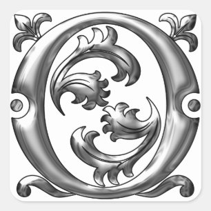Silver Initial O Capital Letter Monogram Sticker