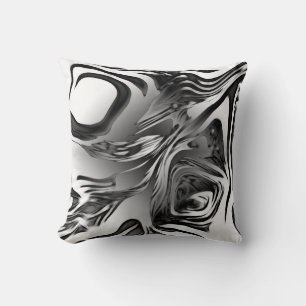 Silver Ink Abstract Cushion