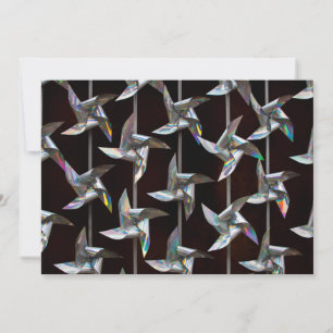 Silver iridescent movement twister windmill  power invitation