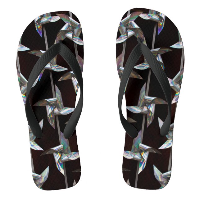 Silver iridescent movement twister windmill  power thongs (Footbed)