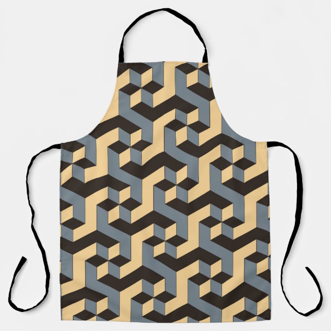 Silver Ivory Geometric Complex Tile Apron (Front)