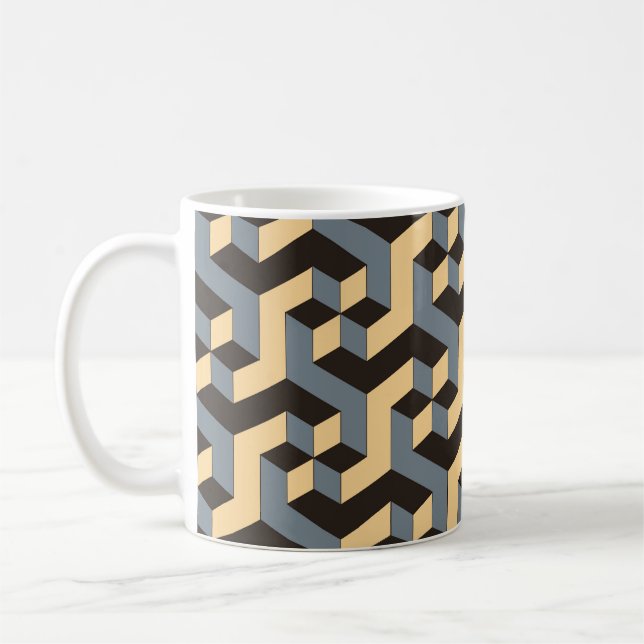 Silver Ivory Geometric Complex Tile Coffee Mug (Left)