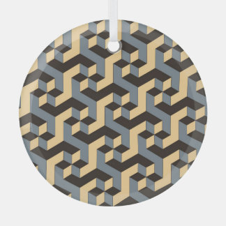 Silver Ivory Geometric Complex Tile Glass Tree Decoration