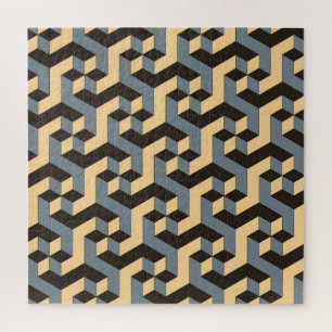 Silver Ivory Geometric Complex Tile Jigsaw Puzzle