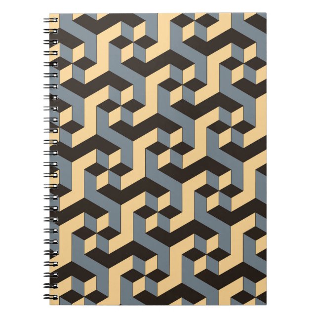 Silver Ivory Geometric Complex Tile Notebook (Front)