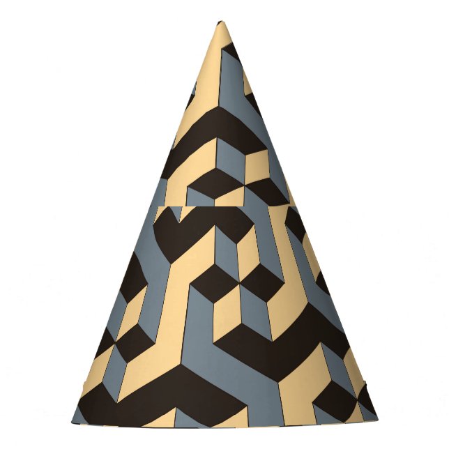 Silver Ivory Geometric Complex Tile Party Hat (Front)