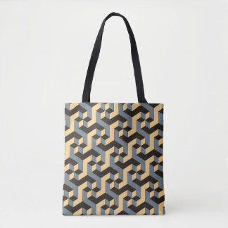 Silver Ivory Geometric Complex Tile Tote Bag