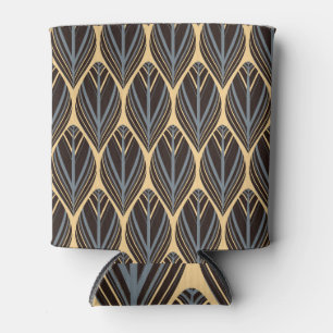 Silver Ivory Indian Feathers Pattern Can Cooler