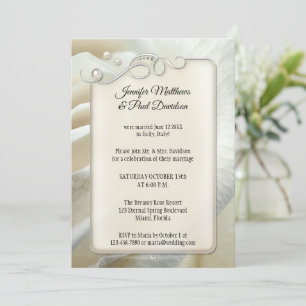 Silver Ivory Rose Post Wedding Reception Only Invitation