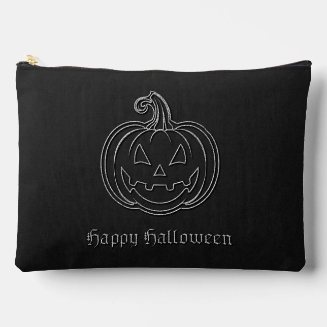 Silver Jack O' Lantern Halloween Accessory Pouch (Front)