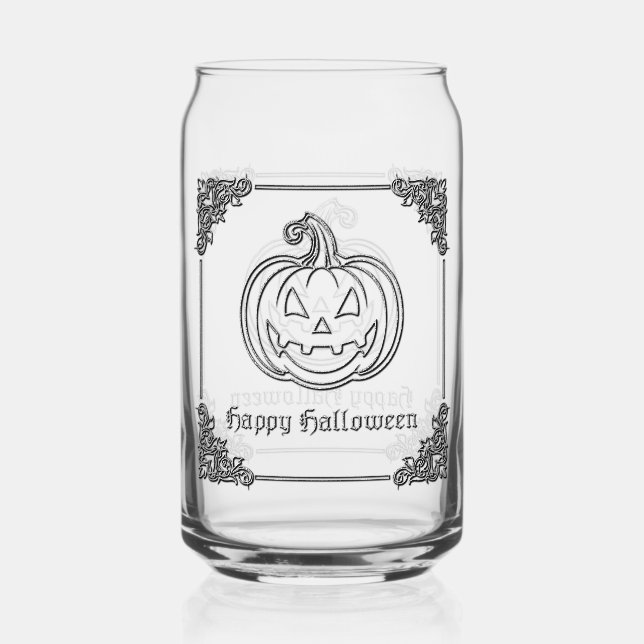 Silver Jack O' Lantern Halloween Can Glass (Front)