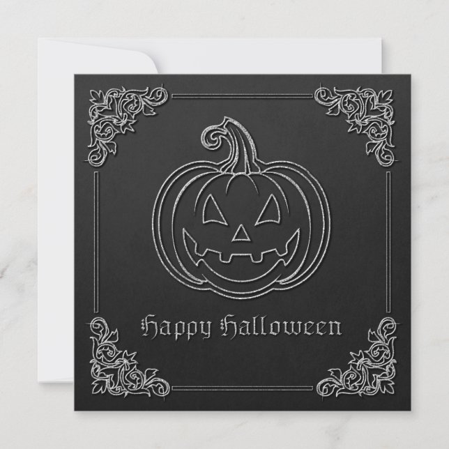 Silver Jack O' Lantern Halloween Invitation (Front)