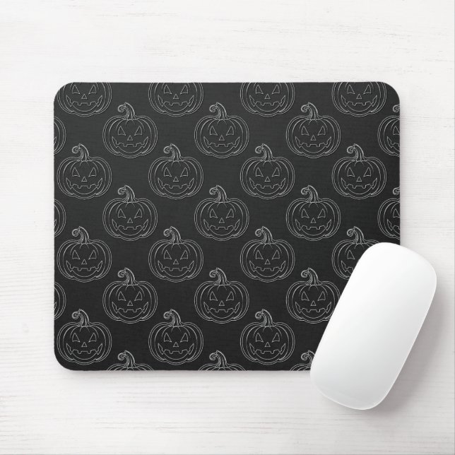 Silver Jack O' Lantern Halloween Mouse Pad (With Mouse)