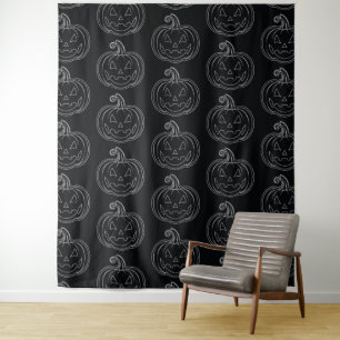 Silver Jack O' Lantern Halloween Photo Backdrop Tapestry