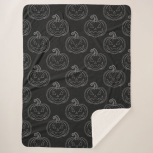 Silver Jack O' Lantern Halloween Sherpa Blanket
