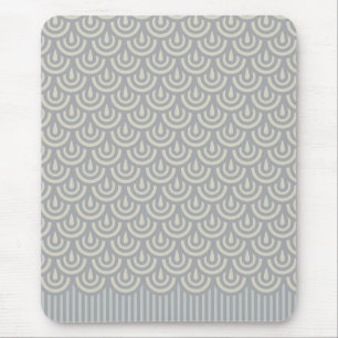 Silver Japanese Fish Scale Pattern Mouse Pad