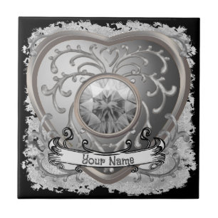 Silver Jewel Fairy Heart Ceramic Tile