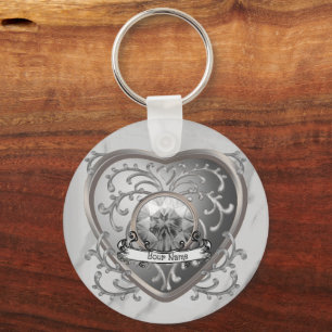 Silver Jewel Fairy Heart Key Ring