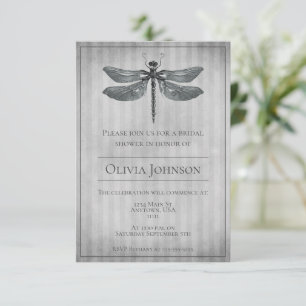 Silver Jewelled Dragonfly Bridal Shower Invitation
