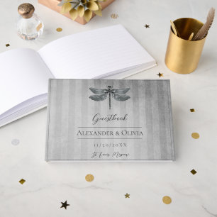 Silver Jewelled Dragonfly Wedding Guest Book