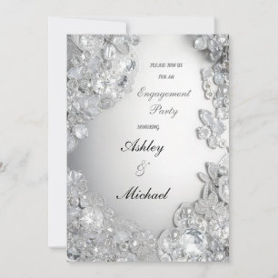 silver jewellery engagement party chic glitter     invitation