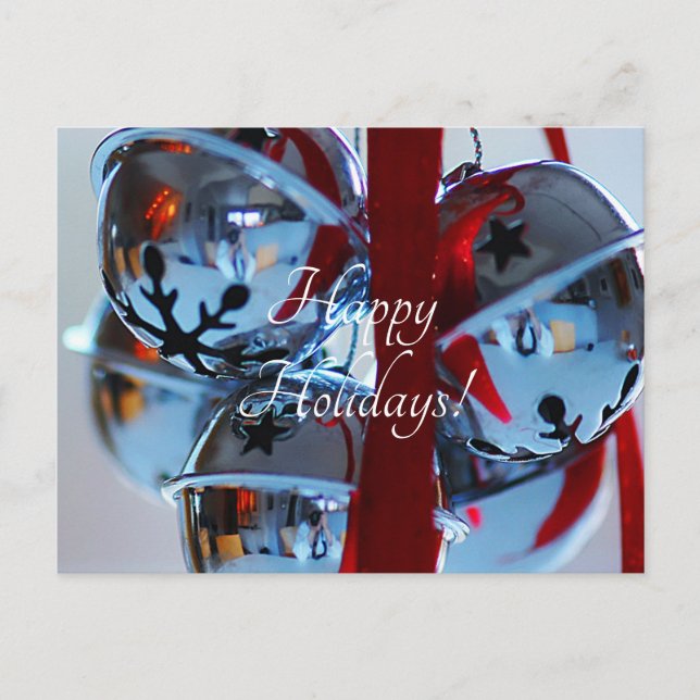 silver jingle bells holiday postcard (Front)
